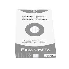 Fiches Bristol Exacompta 125*200 Blanc Quadrillé 5*5