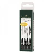 Set de 4 Stylo Feutre Pitt  Artist Pen S/F/M/B Noir