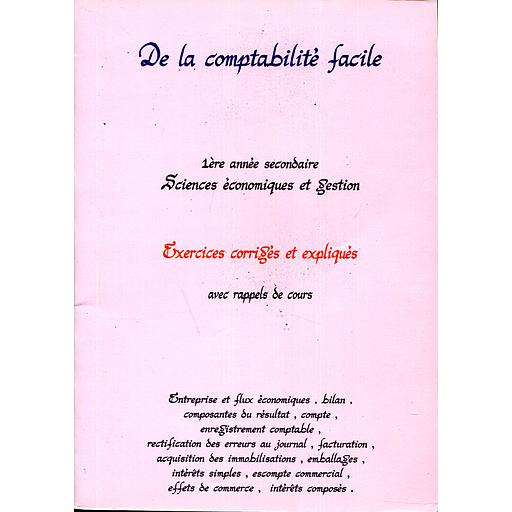De la comptabilité facile exercice corrigés et expliqués