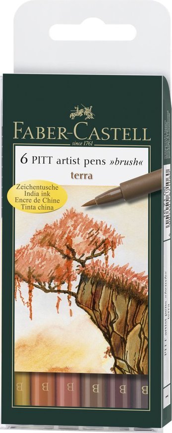 Pochettes 6 Feutres Pitt artist terra