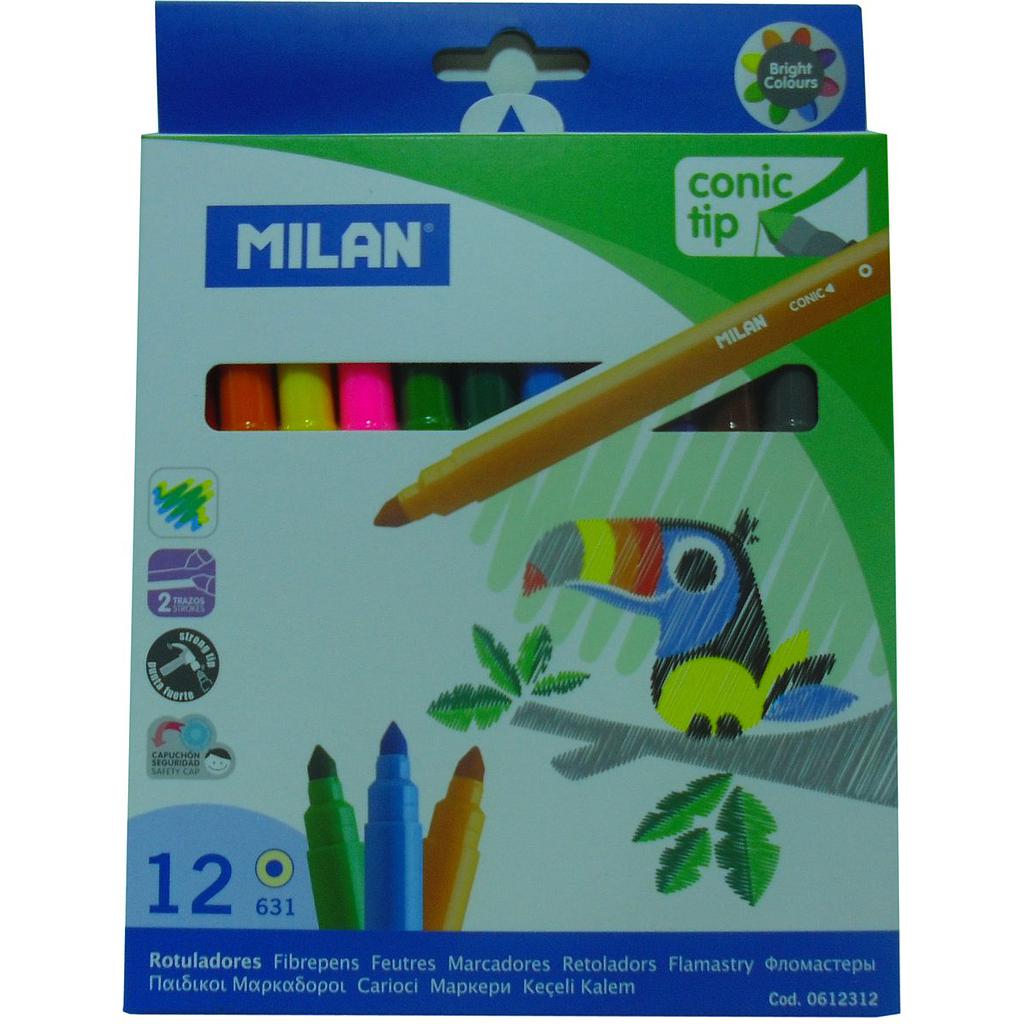 Feutres Milan  - Pointe conique - Paquet de 12 