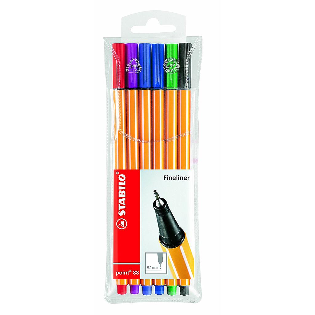 Paquet de 6 Stylos Feutre Point 0.4