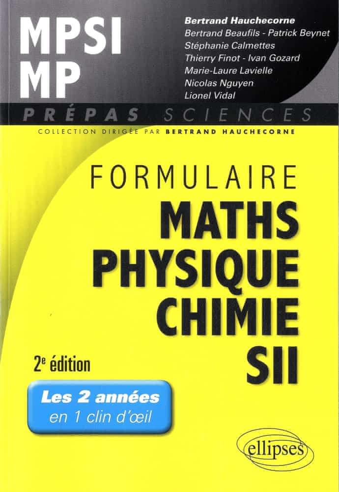 Formulaire MPSI/MP, mathématiques, physique-chimie, SII
