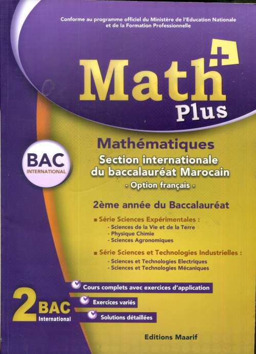 Math + plus 2e Bac Sc.Exp option SVT,PC,SA