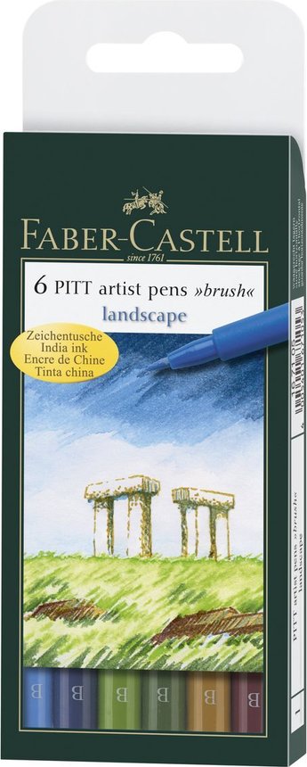 Pochettes 6 feutres pitt artist landscap