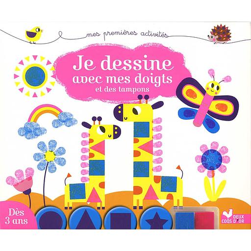 Je dessine avec mes doigts et des tampons  - 12 dessins à compléter avec 4 tampons géométriques et 1 encrier