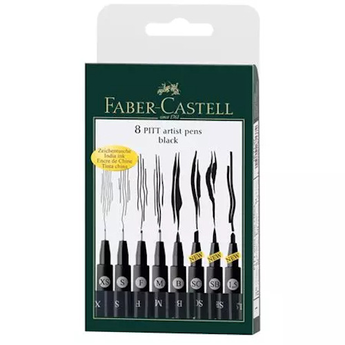 Pochette de 8 feutres PITT noir
-faber castell