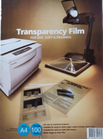 Film Transparent pour Vidéo Projecteur 100 Mic A4 - 100 Feuilles