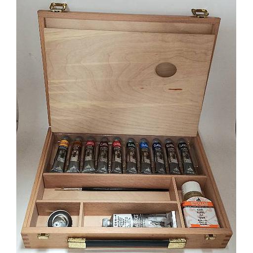 Coffret en bois de peinture à l'huile