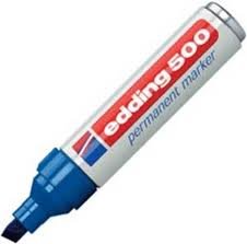 Marqueur permanent edding 500  - Bleu - Pointe biseau - Unité