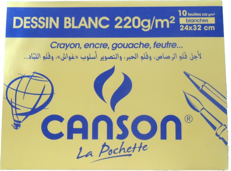 Pochette de Dessin Canson  - Blanc - 24x32 10 Feuilles 220 G
