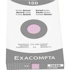 Fiches Bristol 125*200 Rose Quadrillé 5*5