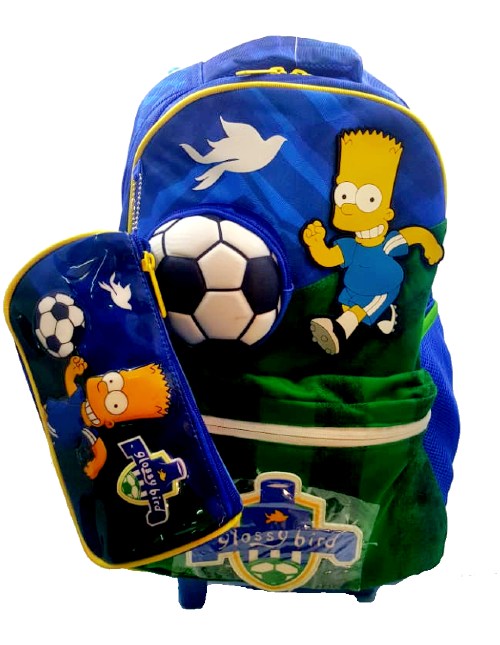 Cartable à roulette Foot simpson 3D + Trousse