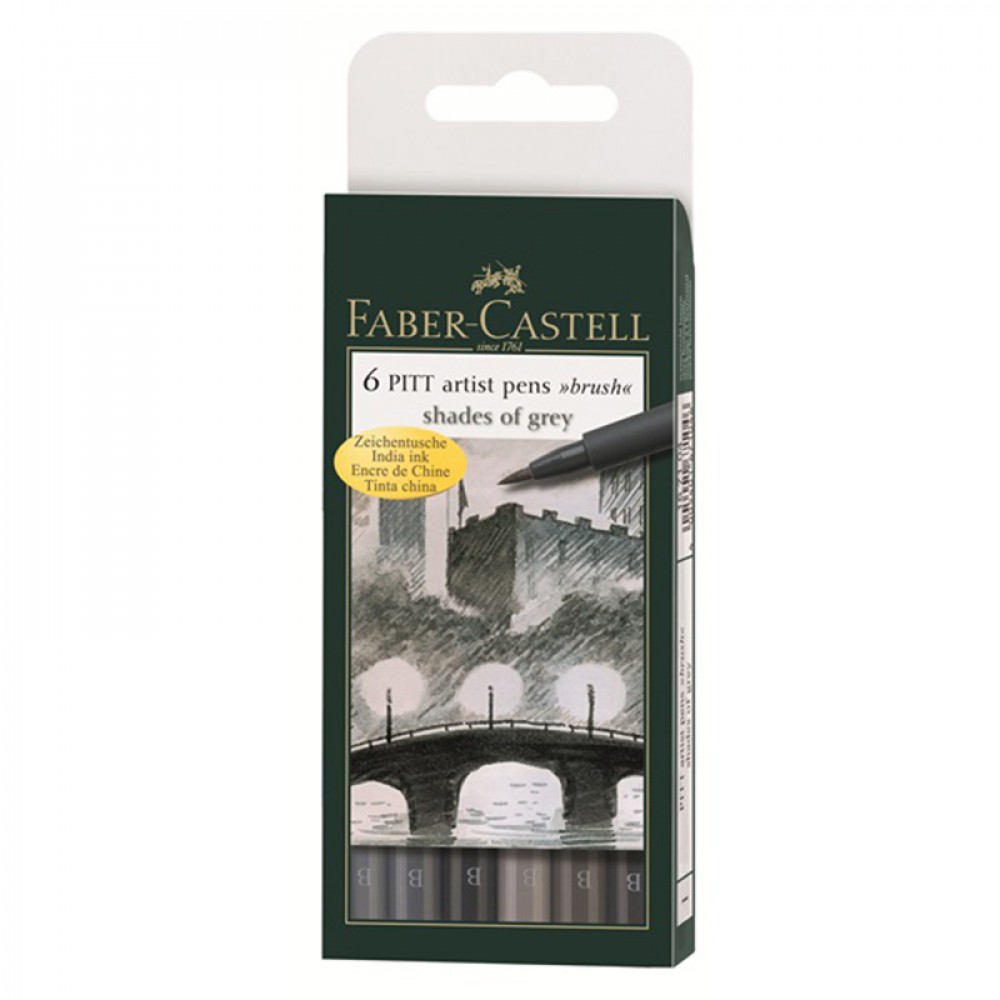 Pochettes 6 feutres pitt artist shades of grey