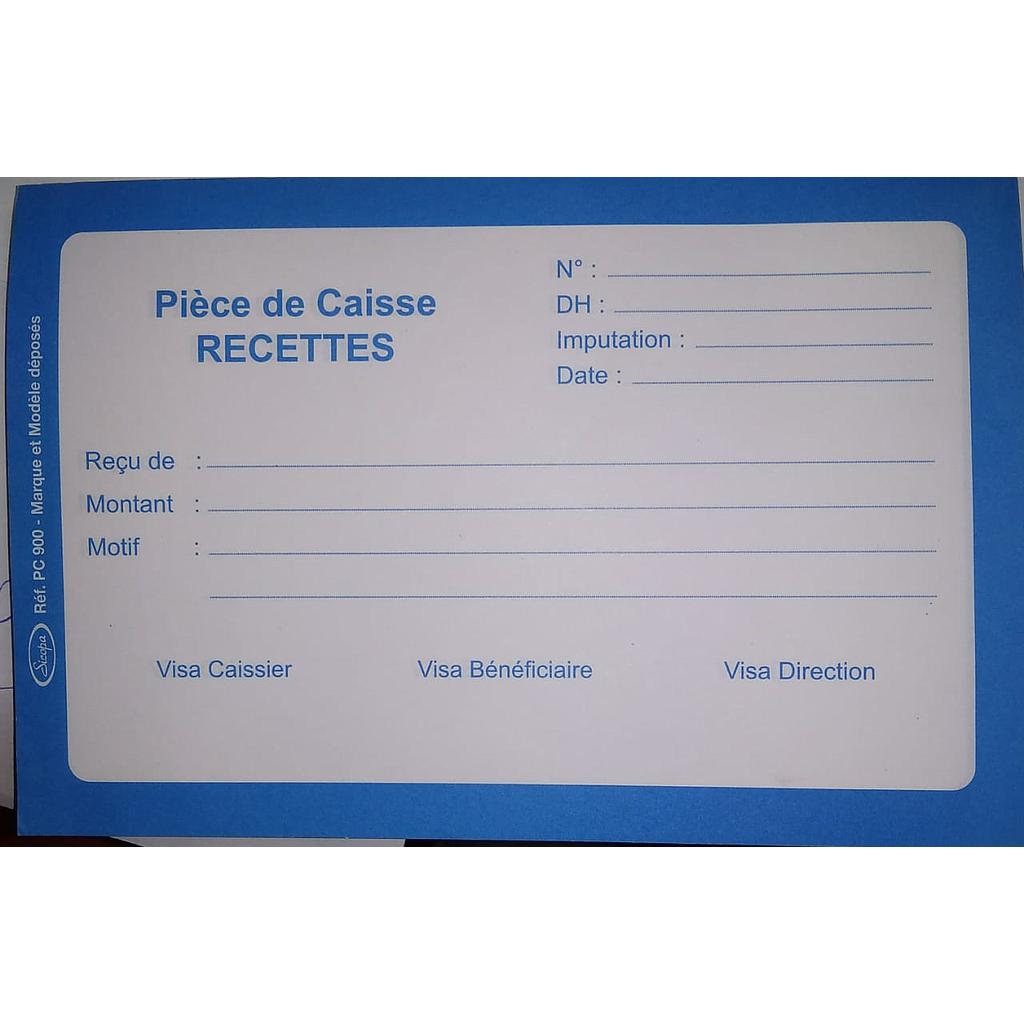 Carnet Pièces de Caisse Recettes