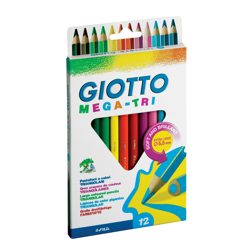 12 Crayons de couleur Mega Tri - Extra Large