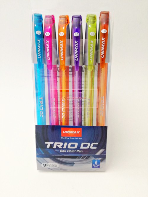 Pochette De 6 Stylos UNIMAX TRIO 1mm