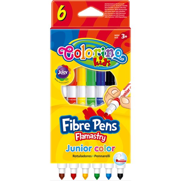 6 Feutres Fibre Pens Flamastry Junior Color