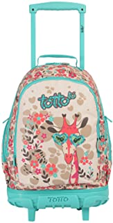 Cartable à roulette 3 compartiments - à fleurs