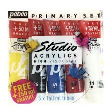 Pack Couleurs Primaires Studio Acrylics 5 Tubes 150 Ml