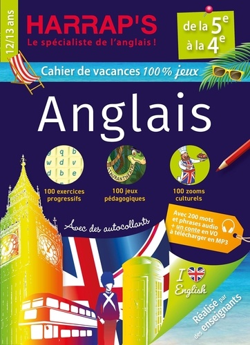 Cahier de vacances Harrap's 100 % jeux Anglais de la 5e à la 4e