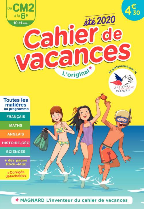 Cahier de vacances été du CM2 à la 6e