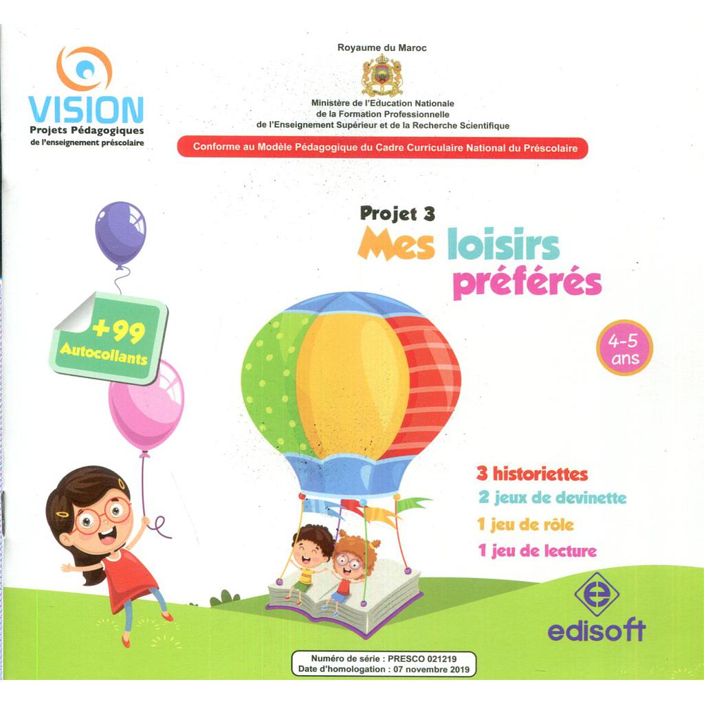 Vision : Projet 3 (4-5 ans) - Mes loisirs préférés - Album
