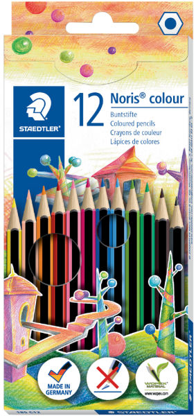 Boite 12 Crayons Couleur - Noris Couleur + 1 Gomme + 1 Crayon Gris Offert