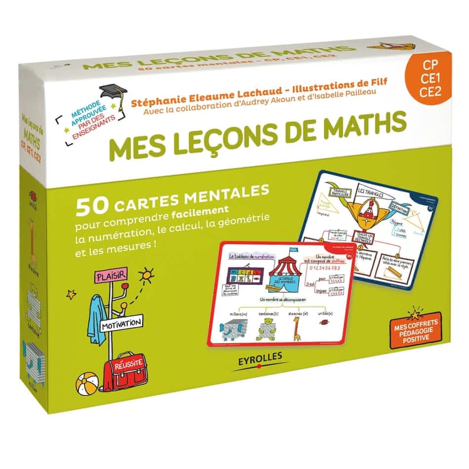 Mes leçons de math CP CE1 CE2  - Avec 40 cartes leçons, 10 cartes jeux, 1 livret explicatif
