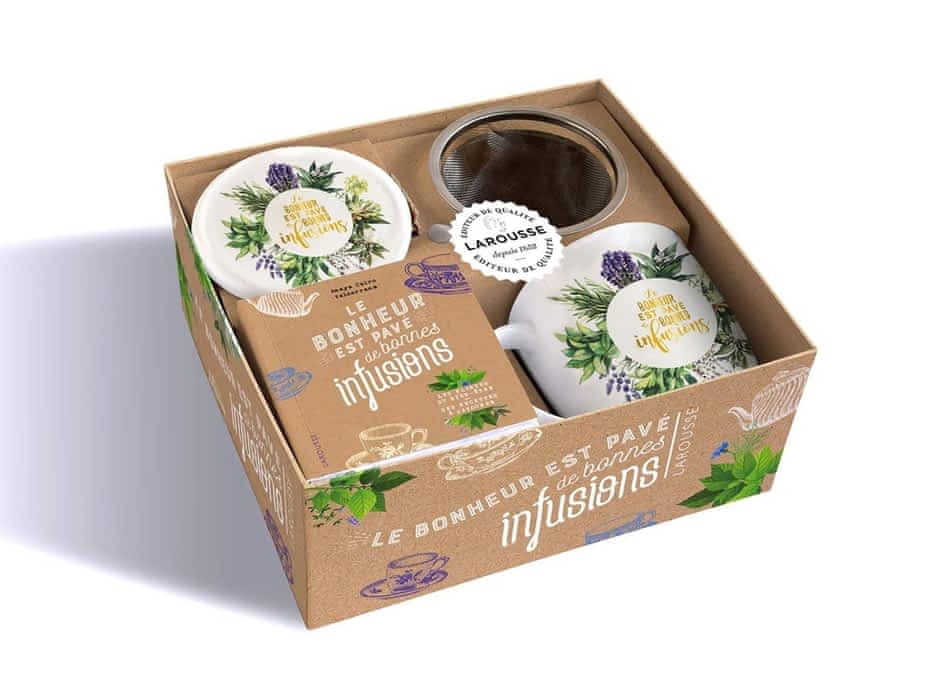 Le bonheur est pavé de bonnes infusions  - Coffret avec une ravissante tasse et une passoire