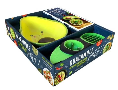 Coffret Guacamole Party !  - Ce soir, le roi, c'est l'avocat ! Avec 1 livret de 20 recettes, 1 bol en céramique, 1 coupe-avocat