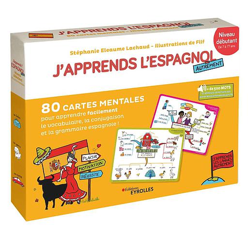J'apprends l'Espagnol autrement niveau débutant  - 80 cartes mentales pour apprendre facile