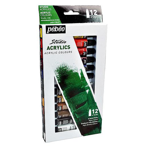 Kit Peinture Acrylique Studio 12 couleurs assorties 12 ml