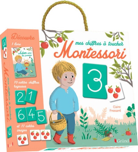 Mes chiffres à toucher Montessori  - Coffret livre + 10 cartes chiffres rugueuses + 11 cartes images