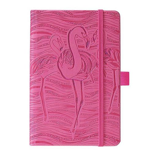 Carnet ligné avec pochette à soufflet intégrée - Flamant
