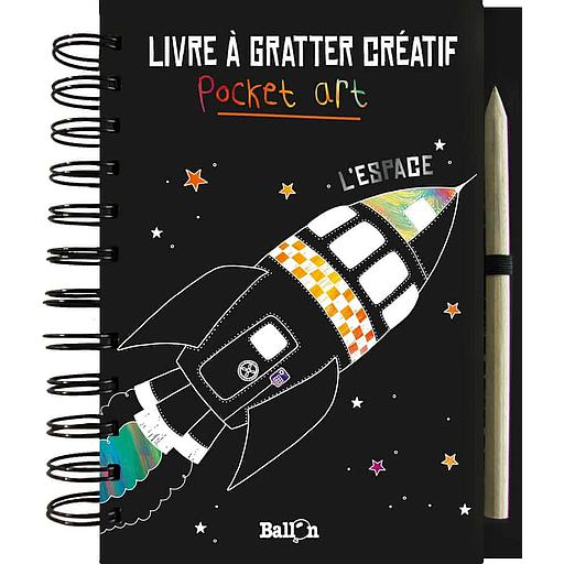 Livre à gratter créatif Pocket art - L'espace