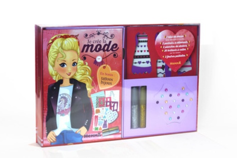 Je crée la mode  - Avec 1 bloc de dessin, 2 pochoirs à vêtements, 2 planches de stickers, 20 brillants à coller et 2 feutres paillettes