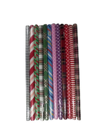 Papier Cadeau 60G 70*2M Série a carreaux et à rayures Mixte