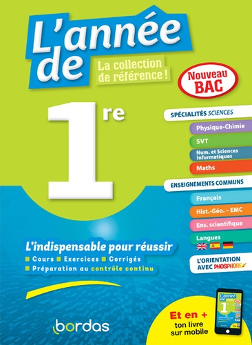 L'année de 1re  - Spécialités sciences