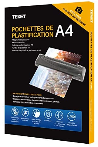 Feuilles plastification A4 125 mic - 100 pcs