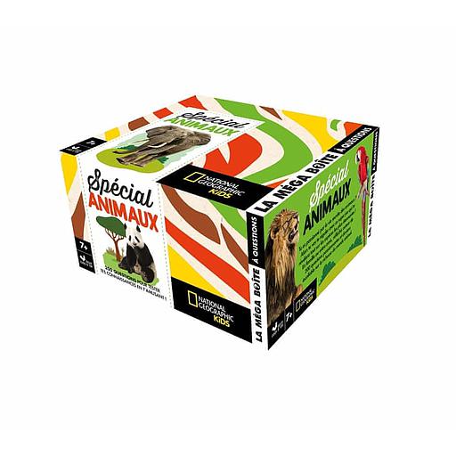 La méga boite à questions, spécial animaux  - Contient : 1 carte mémo, 100 cartes, 1 dé, 1 livret