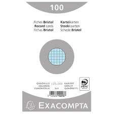 100 Fiches Bristol Bleu 5*5 Non Perforées 125 x 200 mm 10213E
