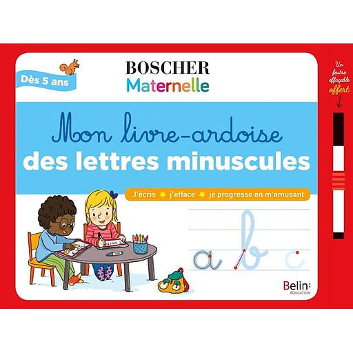 Mon livre-ardoise des lettres minuscules  - Avec 1 feutre effaçable et 1 toise