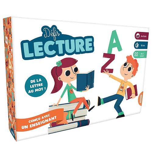 Défis lecture  - Contient : 24 cartes illustrées recto-verso, 48 cartes &quot;lettre/syllabe&quot;, 1 jeu de mistrigri de 49 cartes