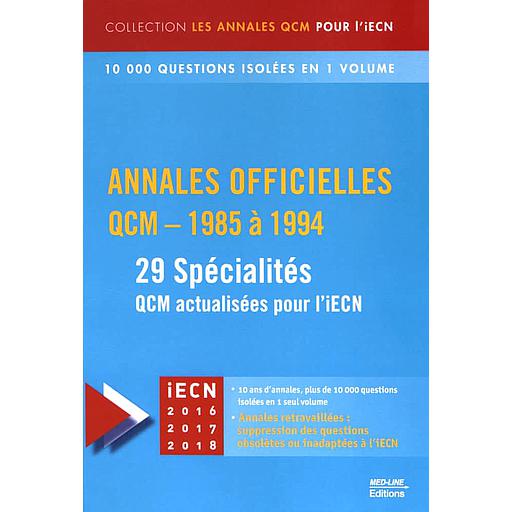 Annales officielles QCM - 1985 à 1994  - 29 spécialités