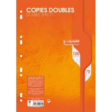 Copies Doubles Perforées Séyès Blanches 21 x 29.7 120P 70G