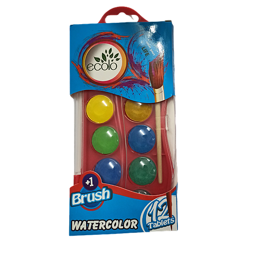 Peinture Aquarelle 12 Couleurs + Pinceau