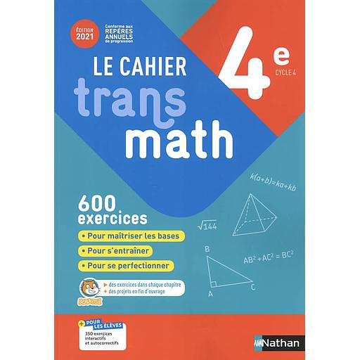 Le cahier Transmaths 4ème - 2021