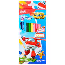 Crayons de Couleurs Super Wings 12 Couleurs