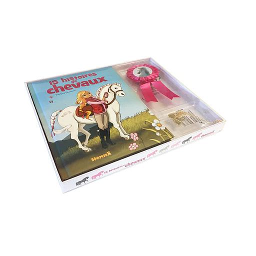 15 histoires de chevaux  - Avec 1 collier doré avec un pendentif, un flow rose, une carte d'identité pour ton cheval, une pancarte pour ton box, des stickers